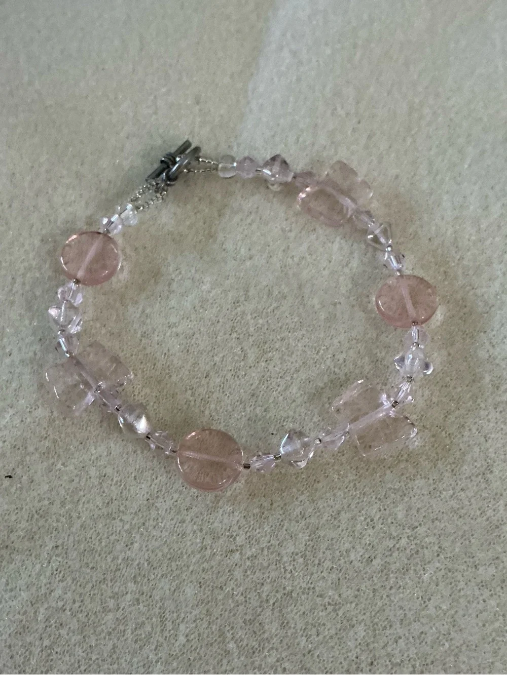 Delicate Pink Beaded Bracelet - 7 1/2”